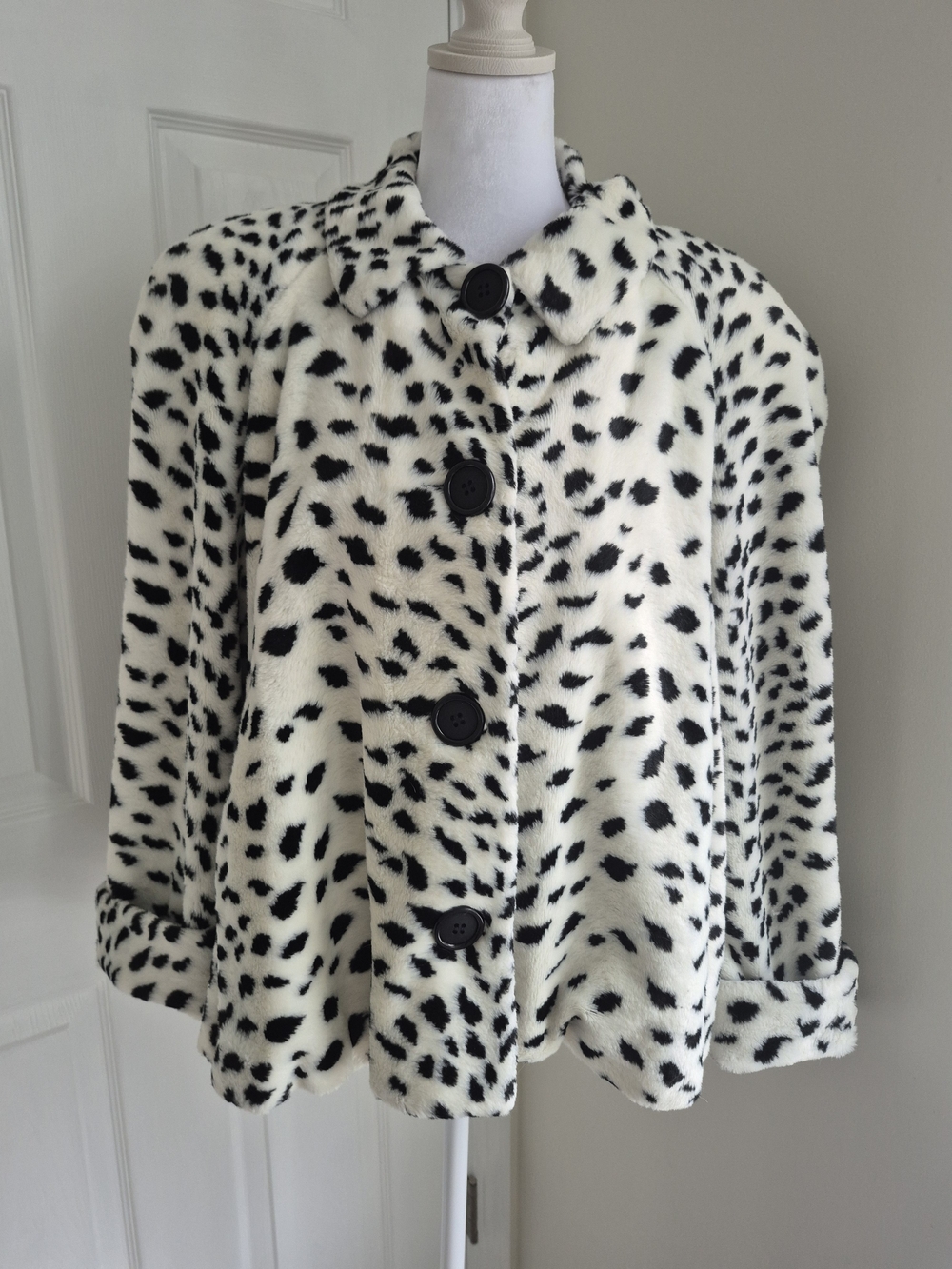 Classic Black & White Faux Fur Spot Jacket